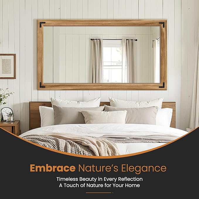 Full Length Mirror with Wooden Frame, Bedroom Decor, Hanging or Leaning - Image 3