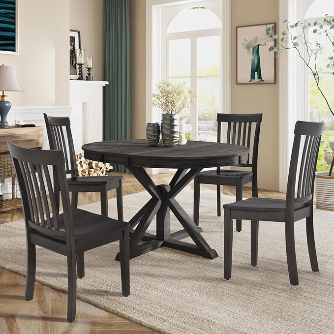 COLAMY Wooden Dining Room Chairs Set of 2, Spindle High Back Windsor Kitchen - Image 6