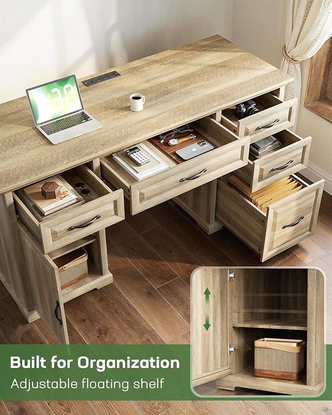 Marsail 60″ Farmhouse Executive Desk, Home Office Desk - Image 5