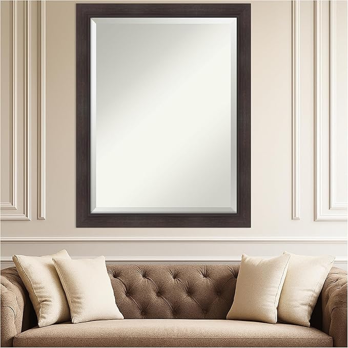 Amanti Art Brown Wall Mirror 36x46 Sloped Espresso Rectangle Bathroom Mirror - Image 4