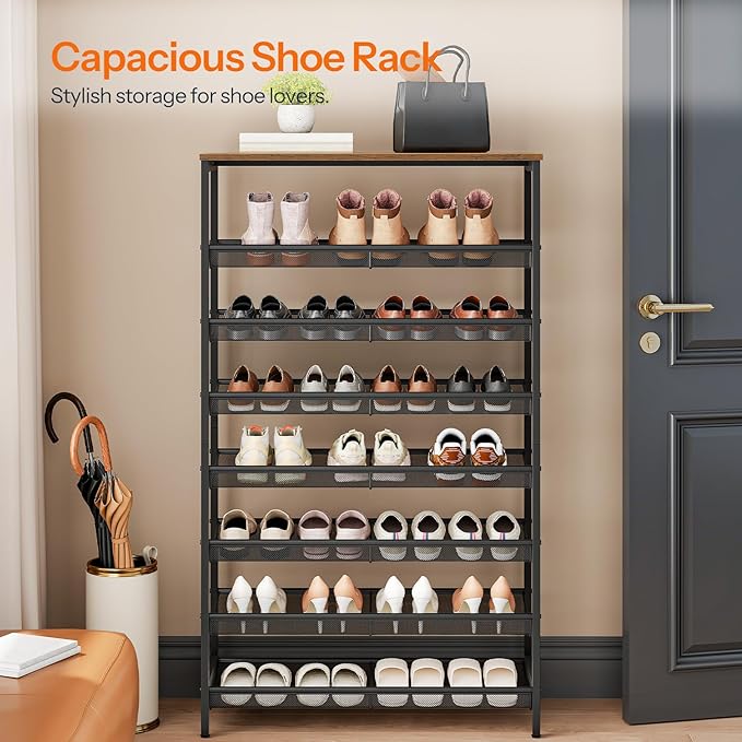 HOOBRO 8-Tier Shoe Rack, 29.5"L Shoe Shelf, Large Capacity Shoe Storage - Image 3