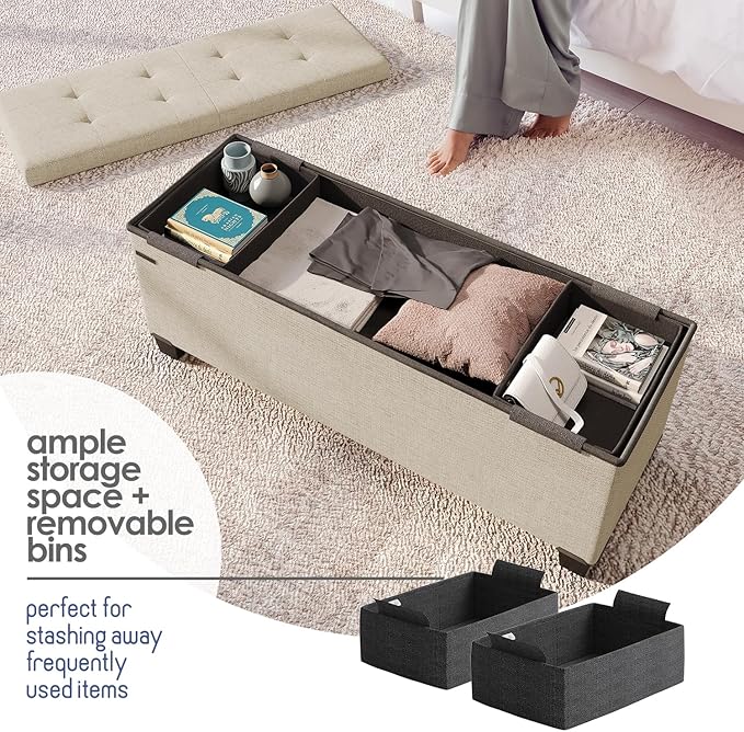 STORAGEBUD Storage Ottoman Bench - Image 3
