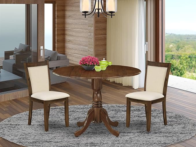 East West Furniture DLMZ3-AWA-32 3 Piece Kitchen Table Set - Image 2