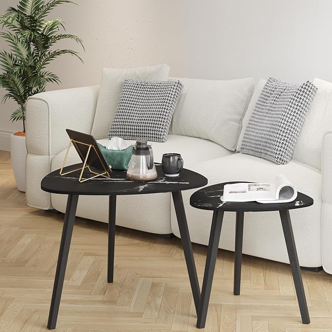 BAMEOS Bamboo Nesting Triangle End Table - Image 4
