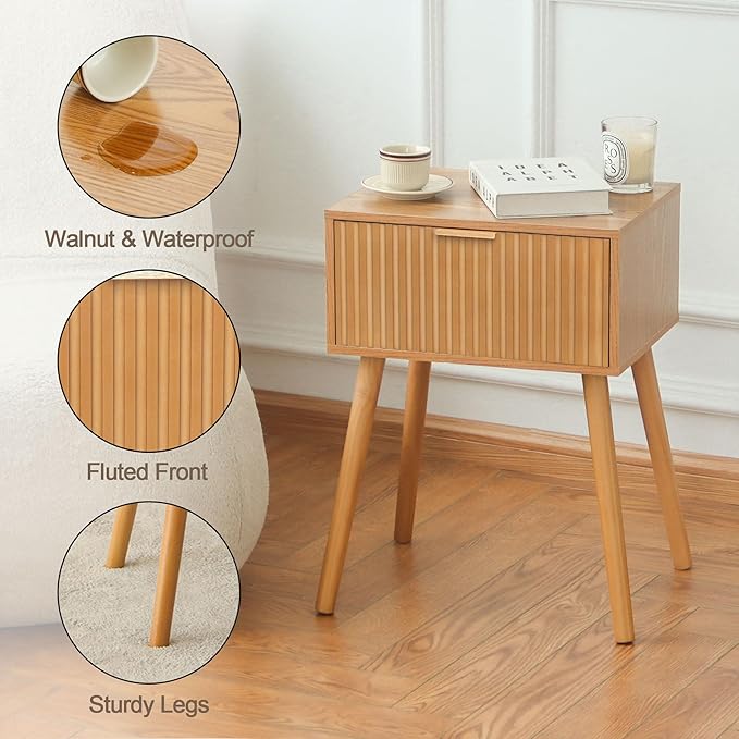 Fluted Nightstand, Small Bedside Table - Image 4