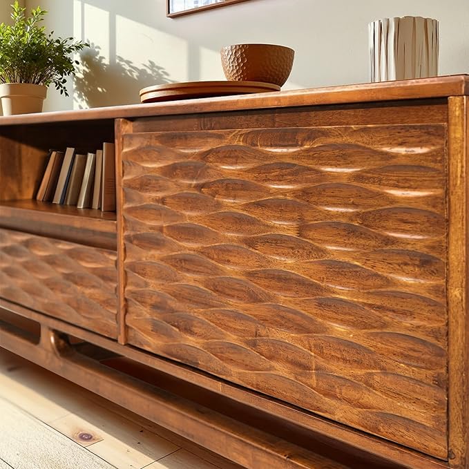 Acacia Elara Wood TV Stand for TVs up to 75+ Inch Entertainment Center - Image 4