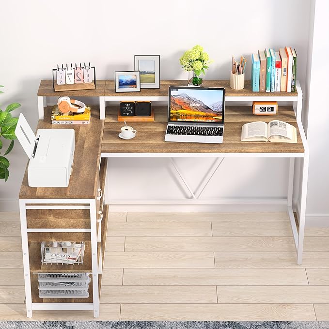 Tribesigns L Shaped Desk with Drawers and Monitor Stand, L Corner Desk with - Image 7