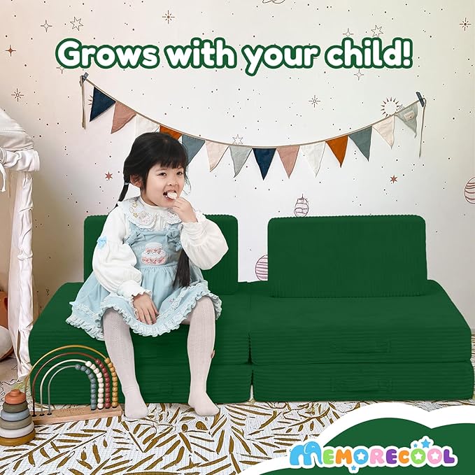 MeMoreCool Kids Couch for Playroom, Corduroy Convertible Toddler Couch - Image 4