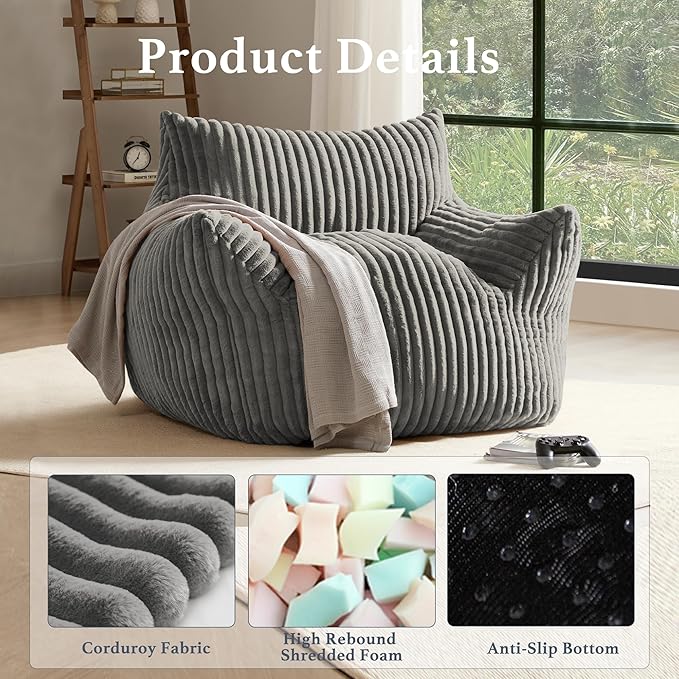 Giant Plush Bean Bag Chair for Adults - Image 3