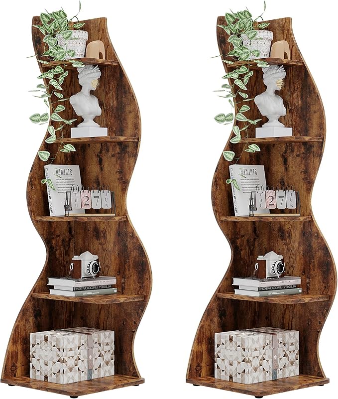 Tribesigns Corner Shelf, Rustic 5-Tier Wall Corner Bookshelf, Stylish Corner by Tribesigns