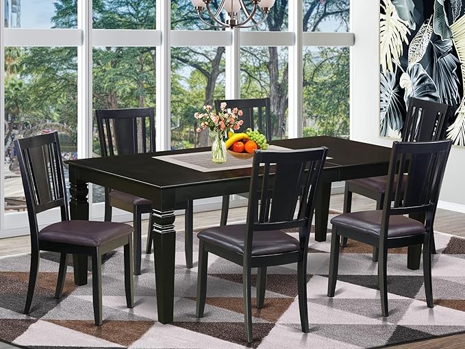 East West Furniture LGDU7-BLK-LC 7 Piece Modern Dining Table Set Consist of a - Image 2