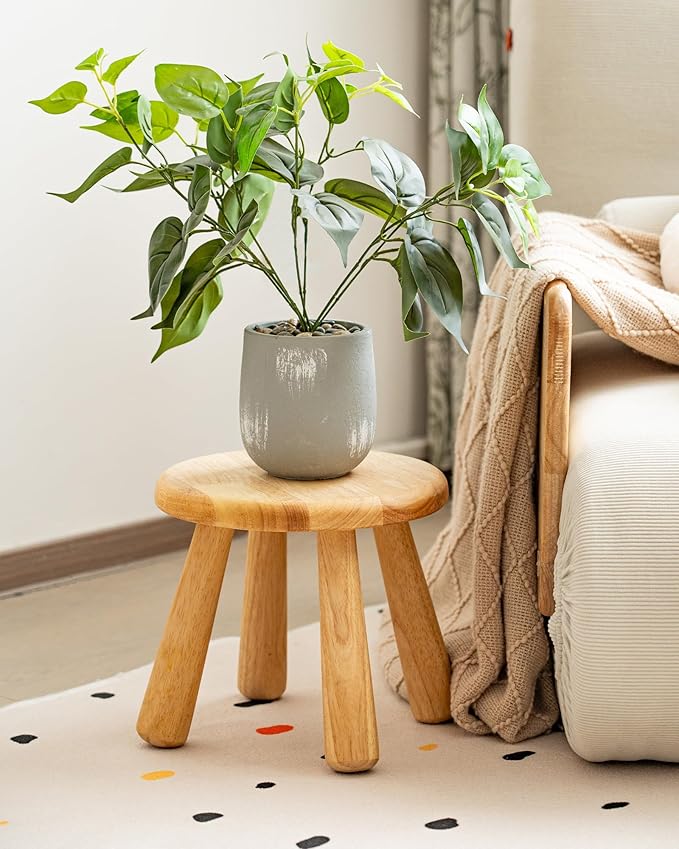 100% Solid Wood Mushroom Step Stool, Small Wooden Stool - Image 2