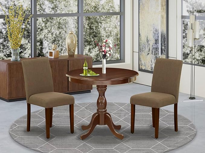East West Furniture AMAB3-MAH-18 3 Piece Kitchen Table Set - Image 2