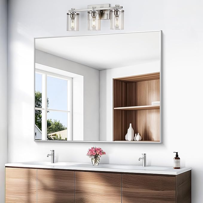 BONEWEI Silver Bathroom Mirror, 40x48 inch Wall Mirror - Image 2