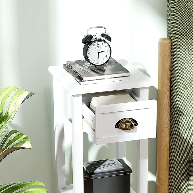 HOMCOM 2-Tier Side Table with Drawer, Narrow End Table with Bottom Shelf - Image 8