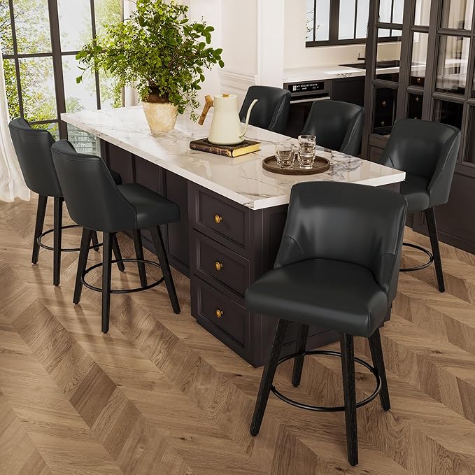 Counter Height Bar Stools Set of 6, Modern Swivel Barstools by ErdoruLiving