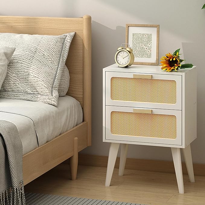 Rattan Nightstand, Wood End Table, Side Table - Image 5