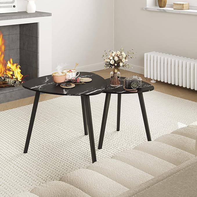 BAMEOS Bamboo Nesting Triangle End Table - Image 5