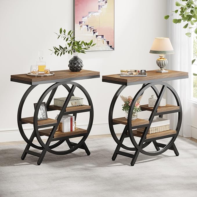 Tribesigns End Table Set of 2, 3-Tier Narrow Sofa Side Table by Tribesigns