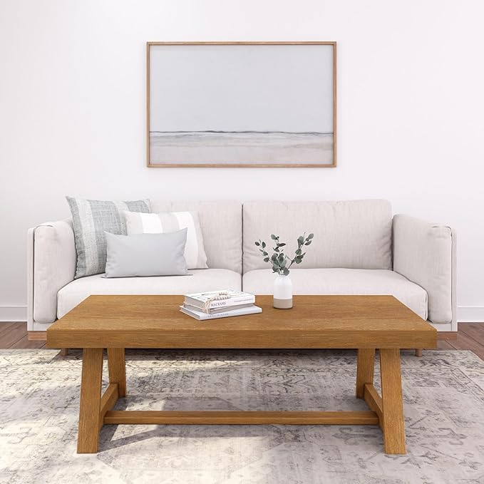 Plank+Beam Classic Rectangular Coffee Table, 54 Inch Farmhouse Coffee Table - Image 2