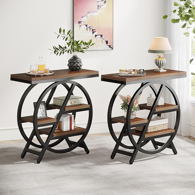 Tribesigns End Table Set of 2, 3-Tier Narrow Sofa Side Table by Tribesigns