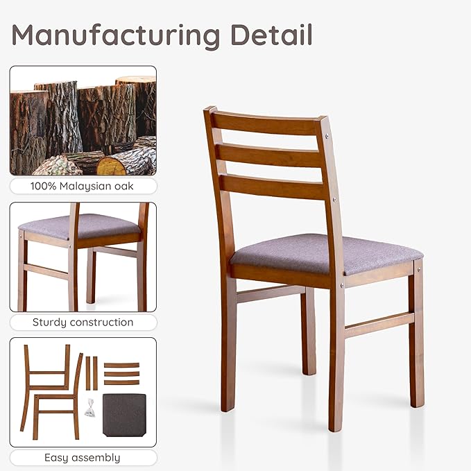 Livinia Seattle Modern Farmhouse Kitchen Dining Room Chair Set of 4, Solid Wood - Image 5