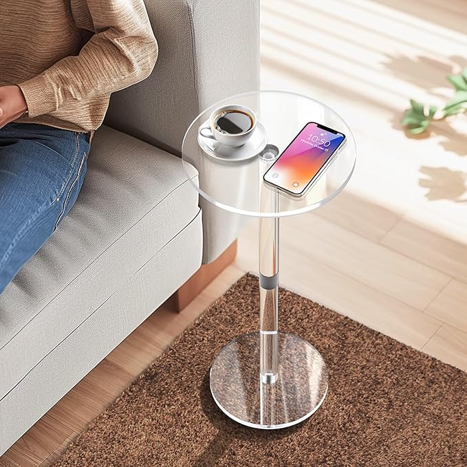 9.8" Round Clear Acrylic End Table - Image 2