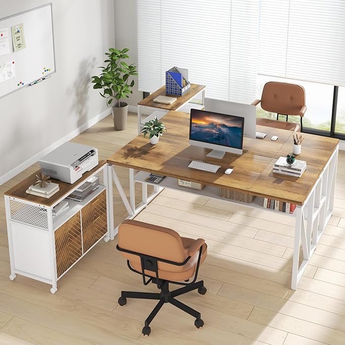 Tribesigns Office Desk with Drawers Sets, 63 inches L Shaped Computer Desk with - Image 4