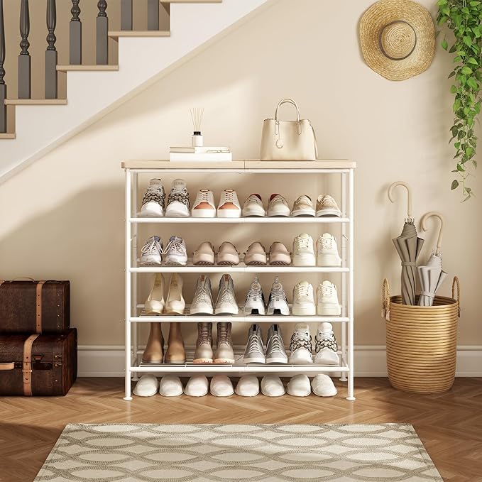 Shoe Rack Organizer 5 Tier for Closet Entryway Free Standing Metal Storage Shoe - Image 6