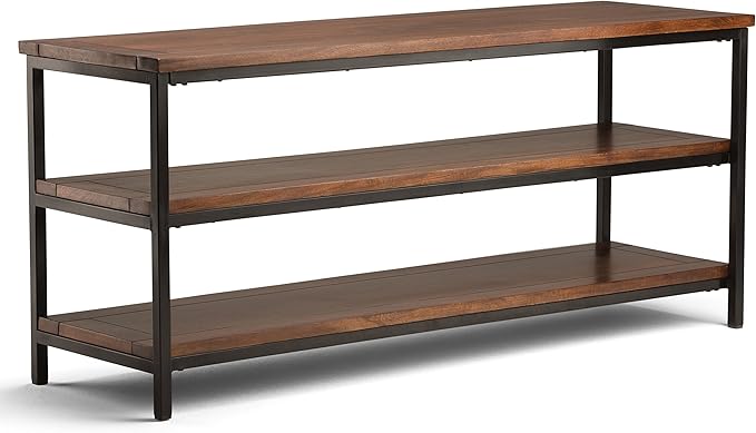 SIMPLIHOME Skyler SOLID MANGO WOOD 60 inch Wide Industrial TV Media Stand in by SimpliHome