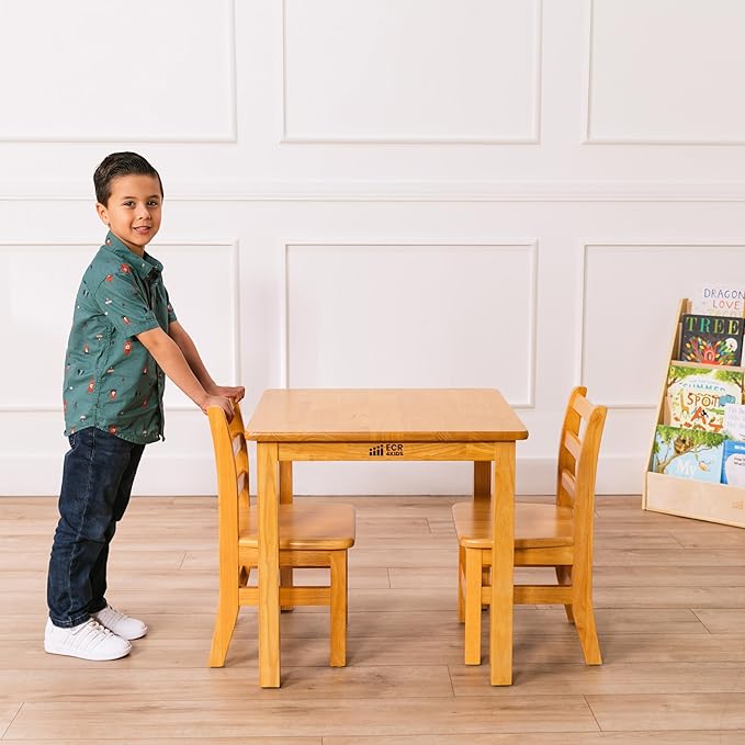 ECR4Kids 24in x 24in Hardwood Table and Chair Set, 12in Seat Height, Kids - Image 11