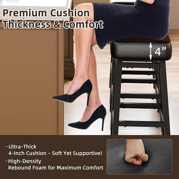 Counter Height Bar Stools Set of 6, 24 Inch Backless BarStools - Image 4