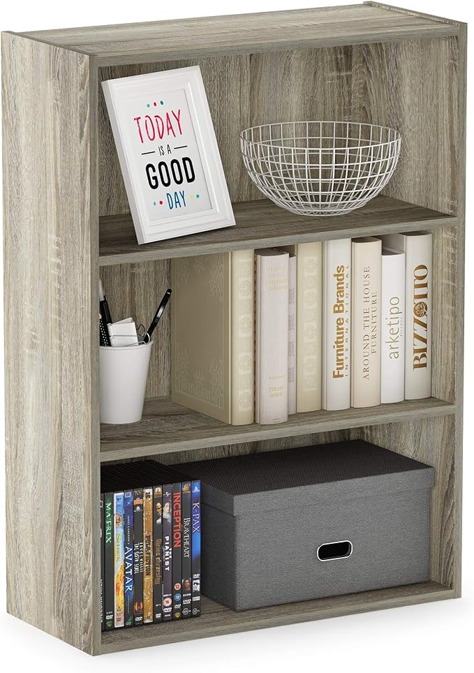 Furinno Pasir 3-Tier Open Shelf Bookcase, Sonoma Oak by Furinno-FitsYourSpaceFitsYourBudget