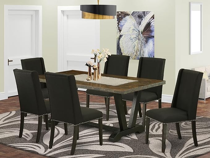 East West Furniture V677FL624-7 7 Piece Dinette Set Consist of a Rectangle - Image 2