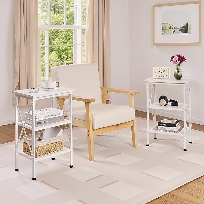 VECELO End Table, Bedside Table, X-Design Reinforced Nightstands, Side Table - Image 7