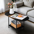 Small Round Coffee Table, 2-Tier Oval Center Table by OYEAL