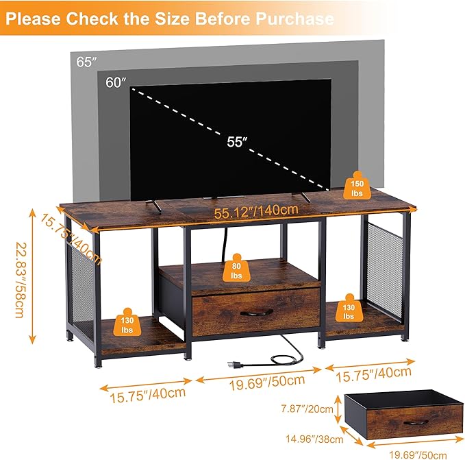 TV Stand with Drawers and Power Outlet - Image 4