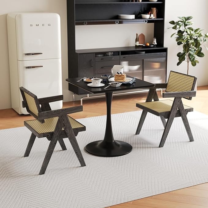 24" Black Tulip Table for Kitchen, Small Square Dining Table for 2 Person - Image 8
