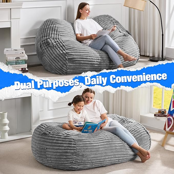 Hobestluk 4FT Bean Bag Chairs Adult Bean Bag - Image 6