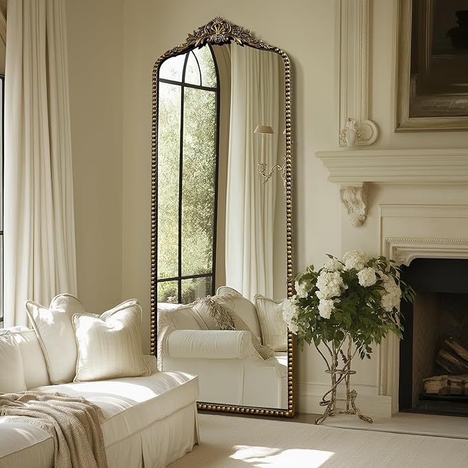 G-LEAF Vintage Baroque Full Length Floor Mirror 22"X65", Victorian Antique - Image 4