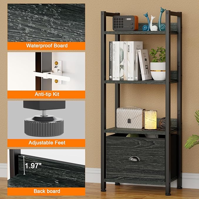 Furologee 4 Tier Bookshelf - Image 5