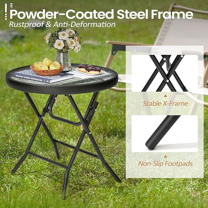 Foldable Patio Side Table Set of 2 - Image 4