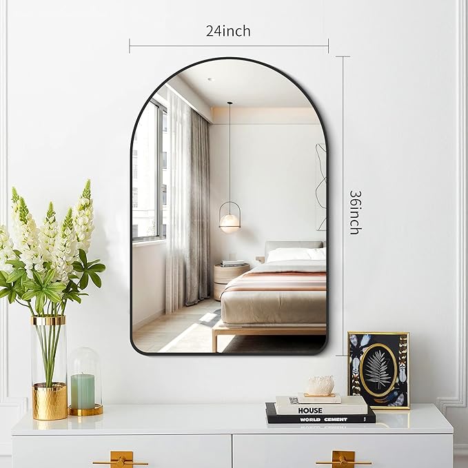 FORBATH Arched Bathroom Mirror 24x36 Inch, Bathroom Mirror Wall Mounted Modern - Image 2