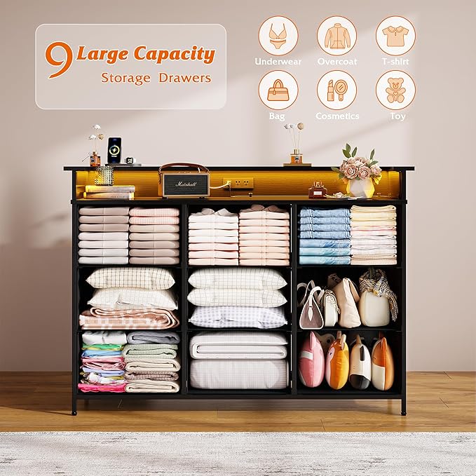 Nicehill 9 Drawer Dresser for Bedroom, TV Stand for Bedroom, Fabric Chests of - Image 7