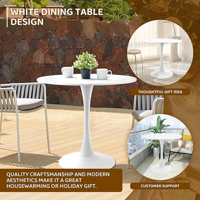 Round White Dining Table Modern Kitchen Table - Image 8
