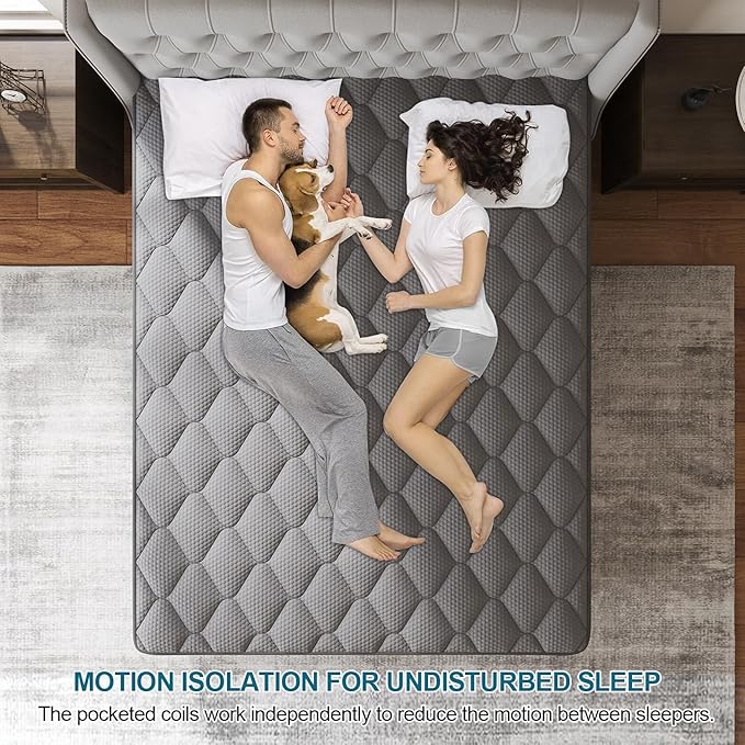 King Mattress, 14 Inch Hybrid Mattresses Grey Euro Top Medium Firm - Image 4