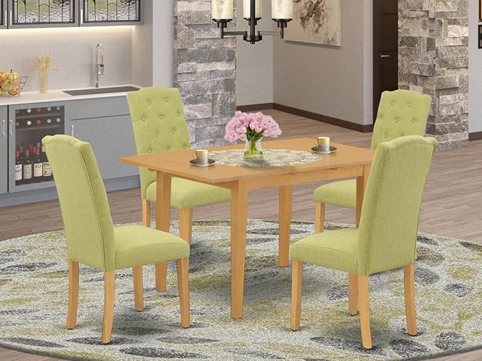 East West Furniture NOCE5-OAK-07 5 Piece Dining Table Set Includes a Rectangle - Image 6