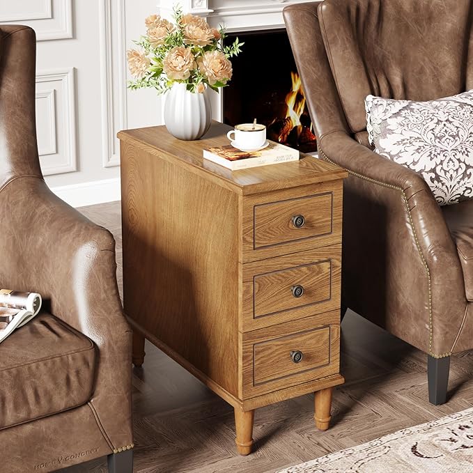 Tribesigns Solid Wood End Table, Fully Assembled Narrow Side Table - Image 3