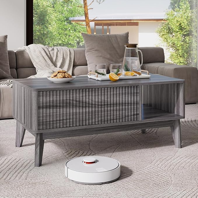 LYNCOHOME Fluted Lift Top Coffee Table - Image 5