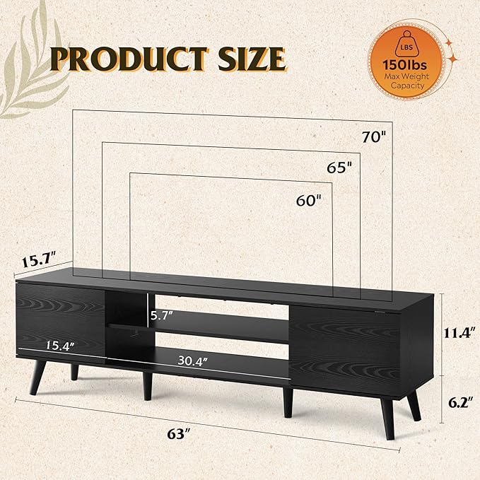 WLIVE TV Stand for 65 70 inch TV, Entertainment Center - Image 3